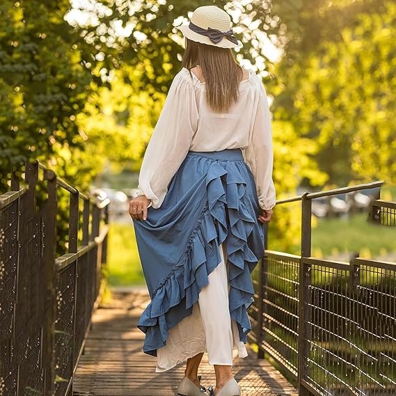 Elastische boho maxirok met hoge taille casual trekkoord A