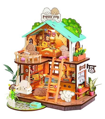 Rolife DIY Miniature House Kits Puppy's Cozy Villa, DIY Crafts