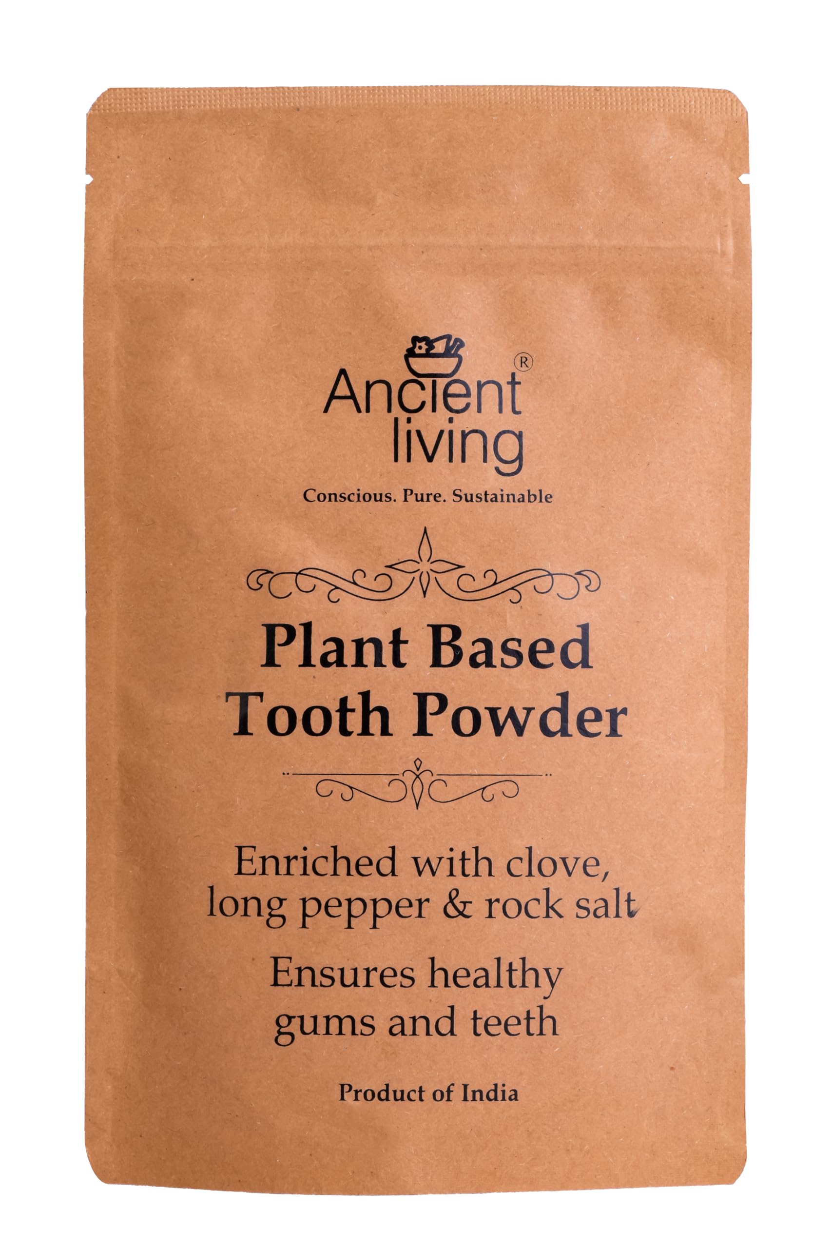 Ancient Living Organic Tooth Powder Pouch - For Healthy Gums and Teeth - Chemical Free - 100 gm