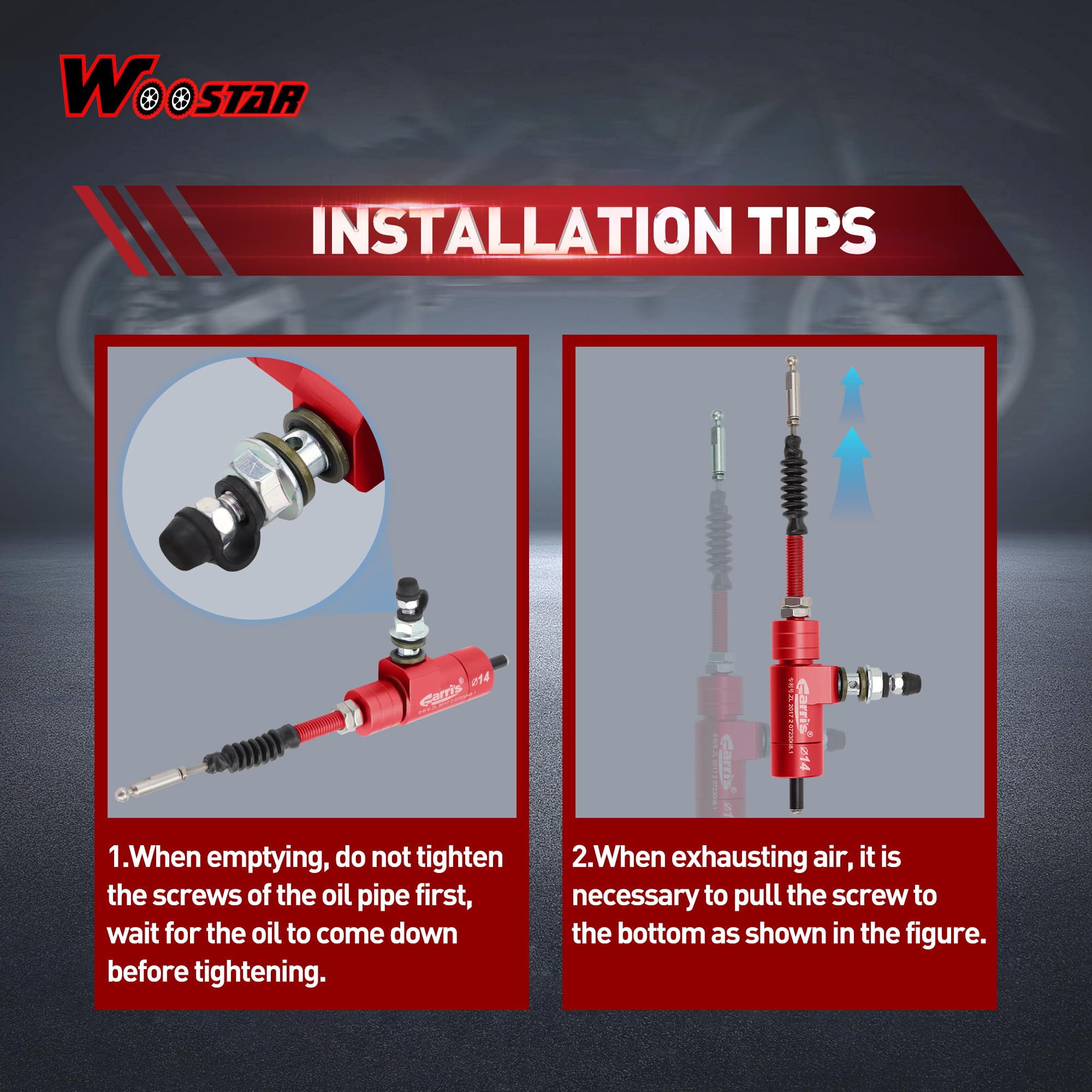 WOOSTAR M8 x 1.25mm Cilindro Maestro Embrague Hidraulico Moto Bomba Freno Reemplazo para Dirt Pit Bike ATV 4 Wheeler Quad Scooter Rojo