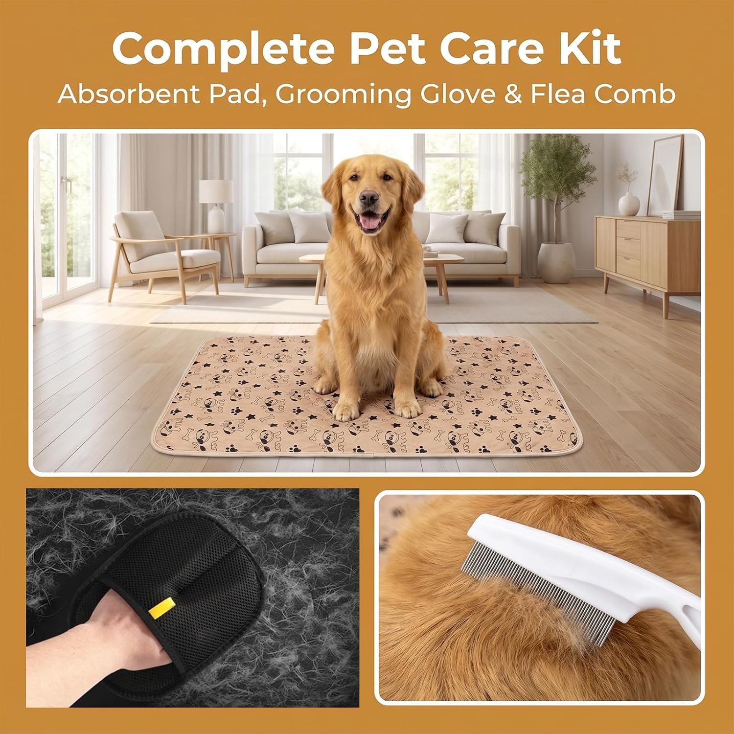 Washable Pee Pads with Pheromones for Dogs Cats, Super Absorbent Reusable Pets Puppy Pee Pads Training Pads with Pet Hair Removal Gloves, Leak-Proof Non-Slip Puppy Potty Pads for Whelping Box, Playpen