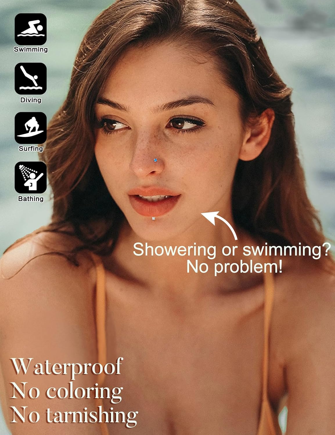 Hypoallergenic Nose Studs for Women - 16G/18G 316L Surgical Steel Nose Rings Studs Internally Threaded CZ Flat Back Stud Earrings Labret Stud Lip Tragus Helix Cartilage Piercing Jewelry for Women Men - Image 4