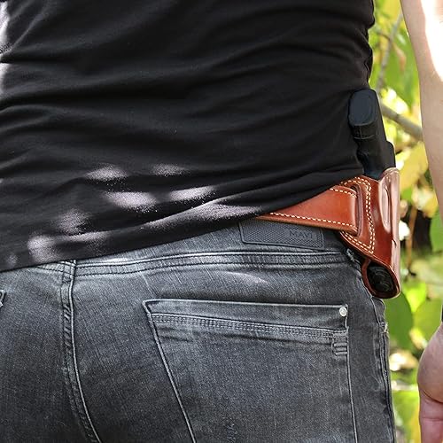 Miniatura 3 de Premium The Ultimate - Funda de piel para panqueques OWB, parte superior abierta, se adapta a Kimber R7 Mako Subcompact de 0.354 in 3.37 pulgadas,