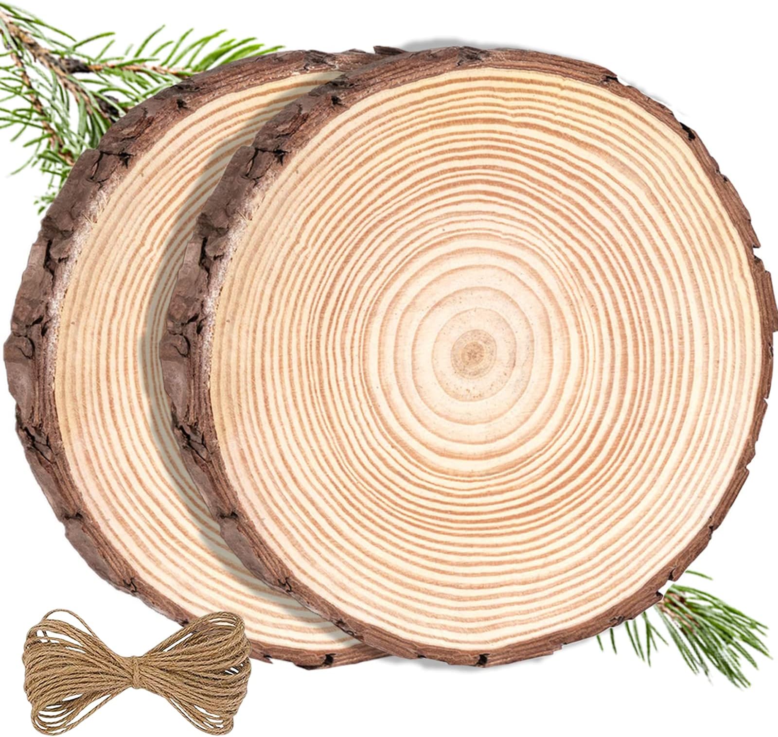 3 Kiefernholz Baumscheiben 20-24cm - Natur Holzscheiben Zum Basteln & Deko