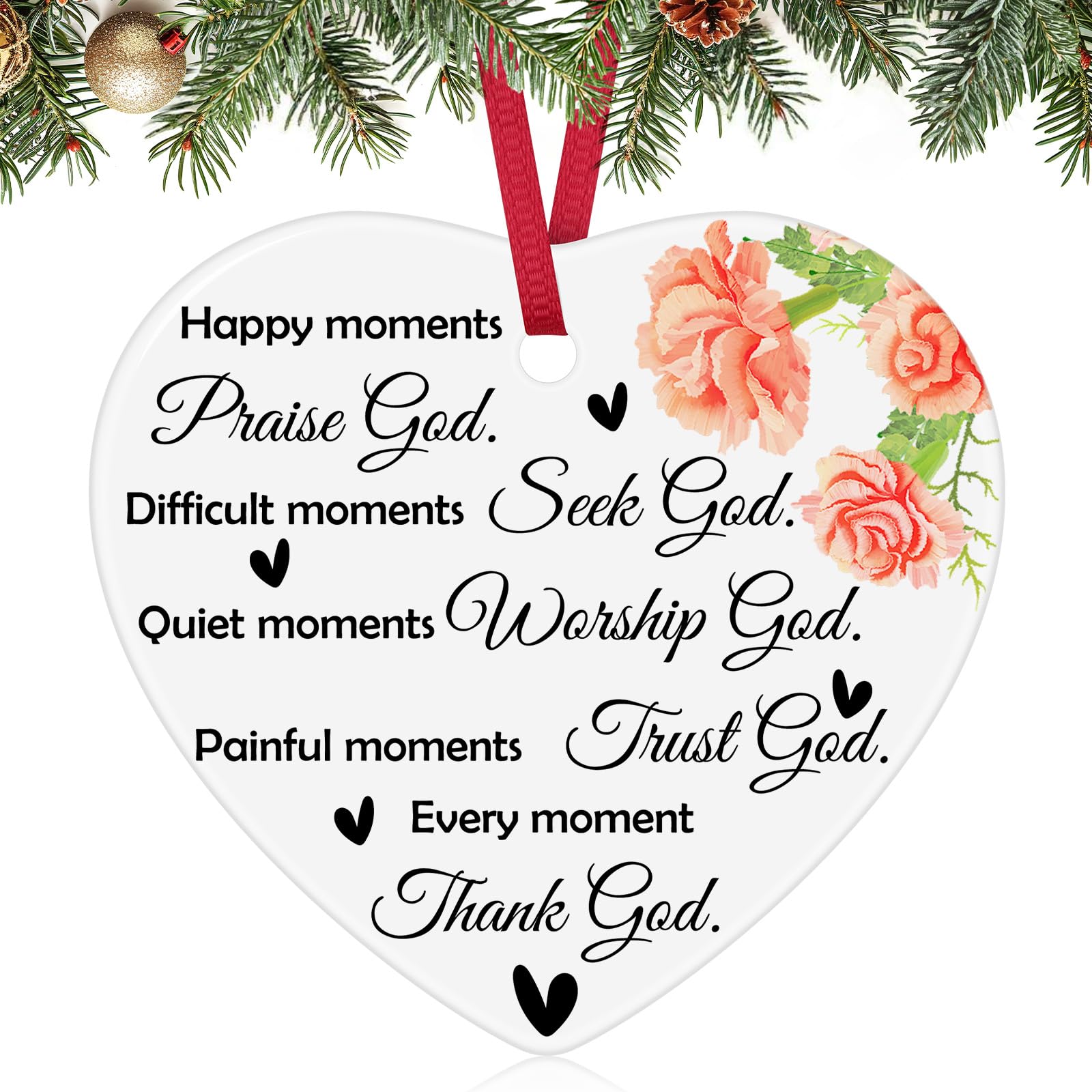 Christian Religious Gifts for Women Religious Inspirational Christmas Ornament for Women Faith Based Gift Ceramic Ornament Scripture Birthday Gifts for Friendship Faith Ornaments Xmas Tree Decorations