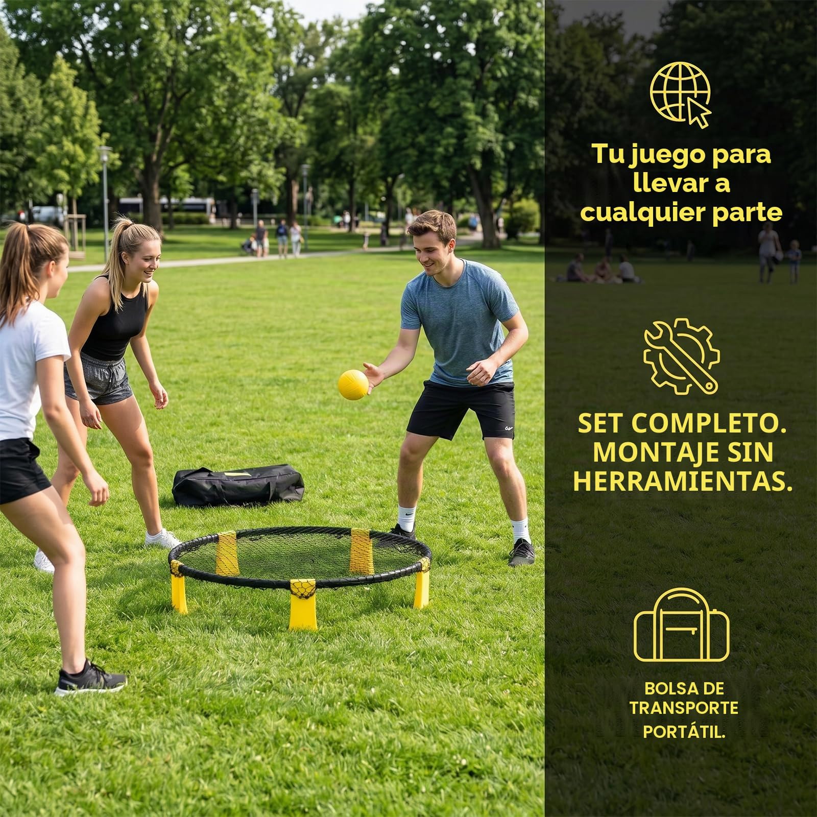 Set Completo de roundnet para Adultos, Incluye 2 Pelotas y Bomba de Aire