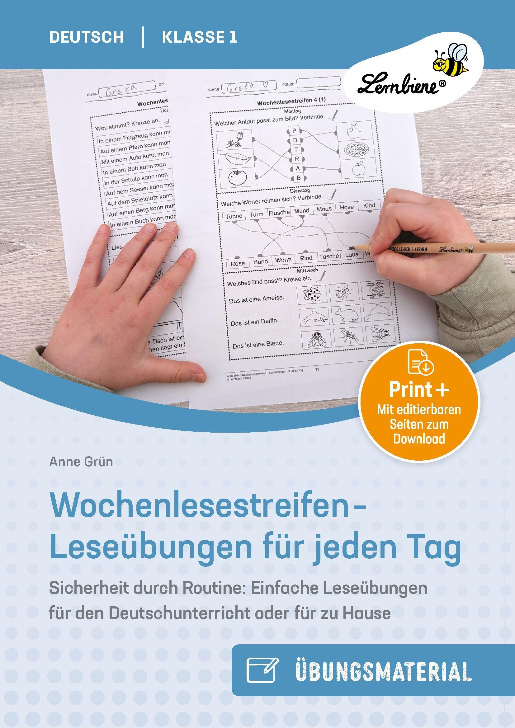 Wochenlesestreifen - Leseübungen für jeden Tag: Sicherheit durch Routine: Einfache Leseübungen für den Deutschunterricht oder für zu Hause (1. Klasse)