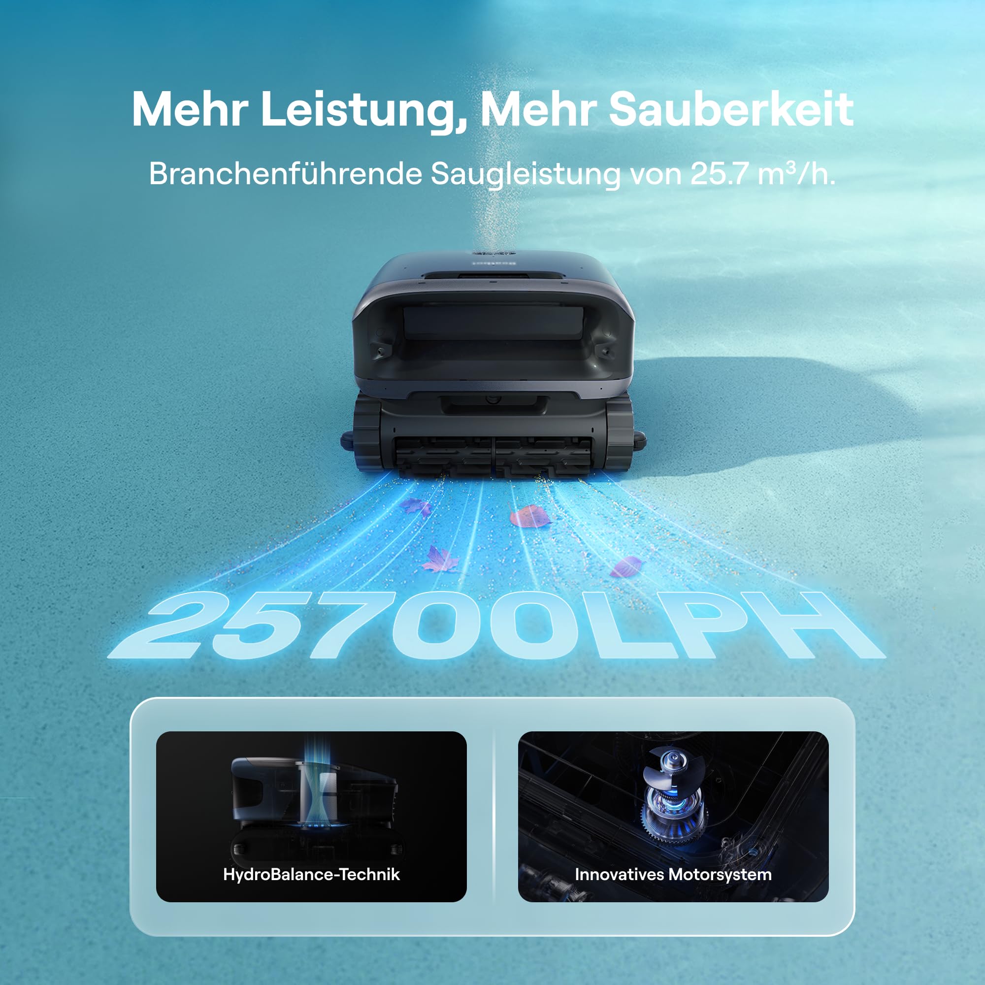 (2026 Neu) Beatbot Sora 70 Poolroboter, Poolsauger 4-in-1 komplette Poolreinigung, 25700 LPH, smartes Parken an der Oberfläche, 6L Fassungsvermögen, Poolreiniger Akku mit 10000 mAh, 300 m², Marineblau