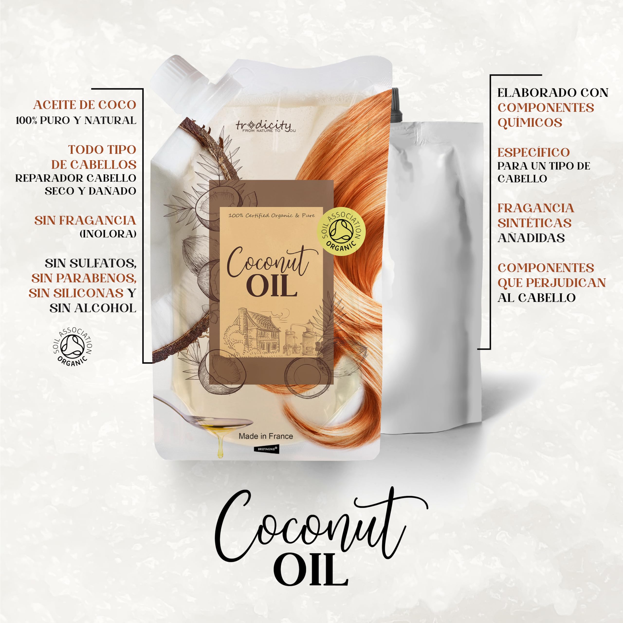 Aceite de Coco Profesional: Estimulador Crecimiento Cabello, Protector Termico/Solar, Hidratante Pelo y Barba, Reparador de Cabello, 100% Natural, Vegano - 7000 ml
