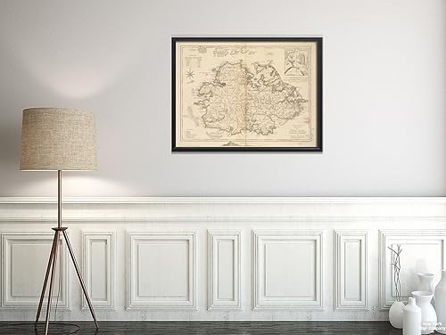 1775 Map Antigua and Barbuda|Antigua|Antigua Relief shown by hachures; soundings in fathoms. Sho|Vintage Fine Art Reproduction|Ready to Frame
