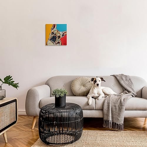 Miniatura 2 de Stupell Industries Lienzo decorativo para pared, diseño de retrato de Bulldog Francés, Chroma Pop, rojo, amarillo y azul, 17 x 17 pulgadas,