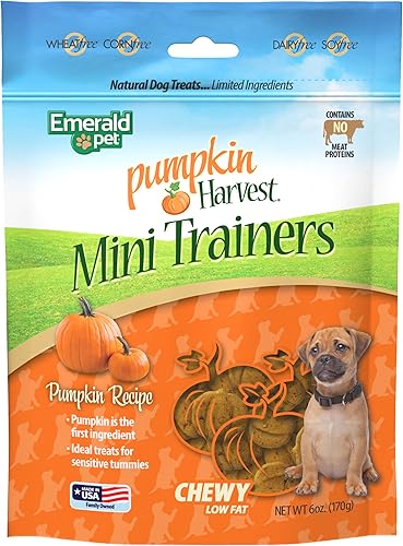 Emerald Pet Pumpkin Harvest - Mini entrenadores masticables de calabaza para perros, hechas en los Estados Unidos, calabaza 6 onzas (calabaza Mini) disponible en Yaxa Peru