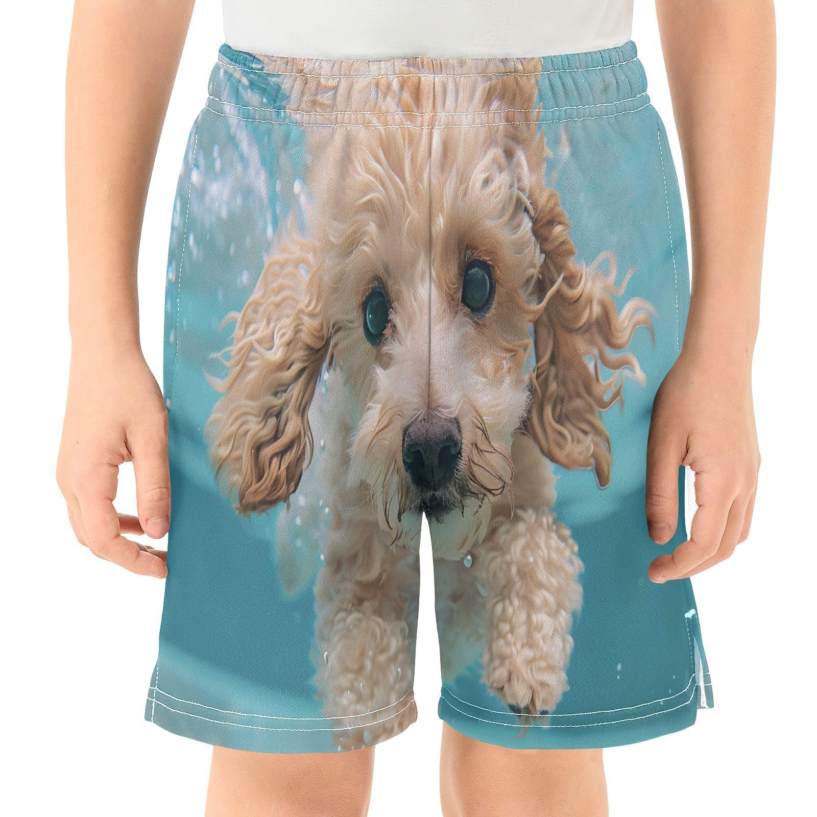 Dog Under Water Animal Boys' Shorts Summer Cotton Adjust Pocket Boys Shorts Size 8 Years Multicolor
