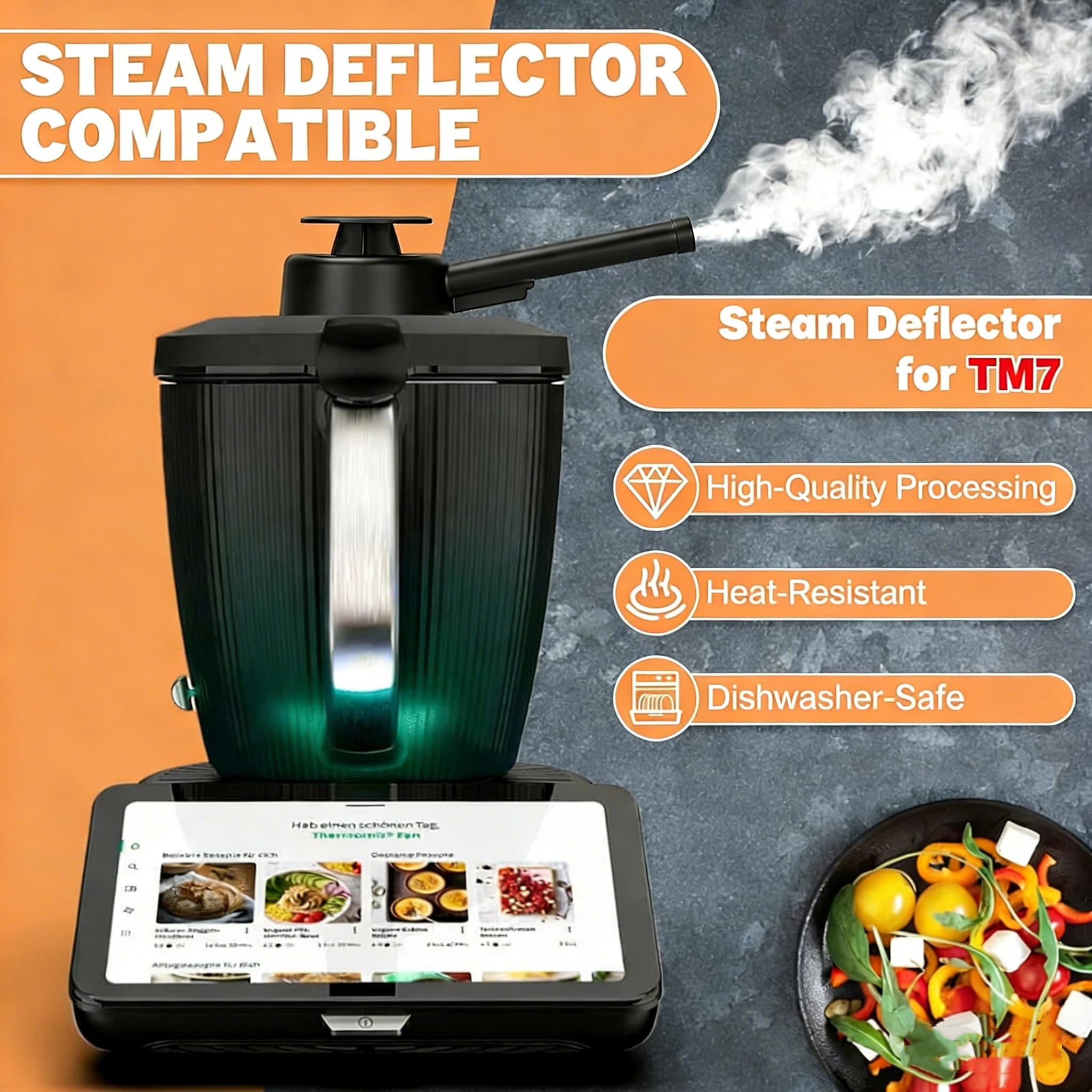 SelfTek Desviador de Vapor para Thermomix TM7 - Accesorio de Redirección de Vapor con Protección Anti-desbordamiento, Accesorio de Desvío de Vapor, Resistente al Calor, Campana Extractora, Gira 360° — view 6