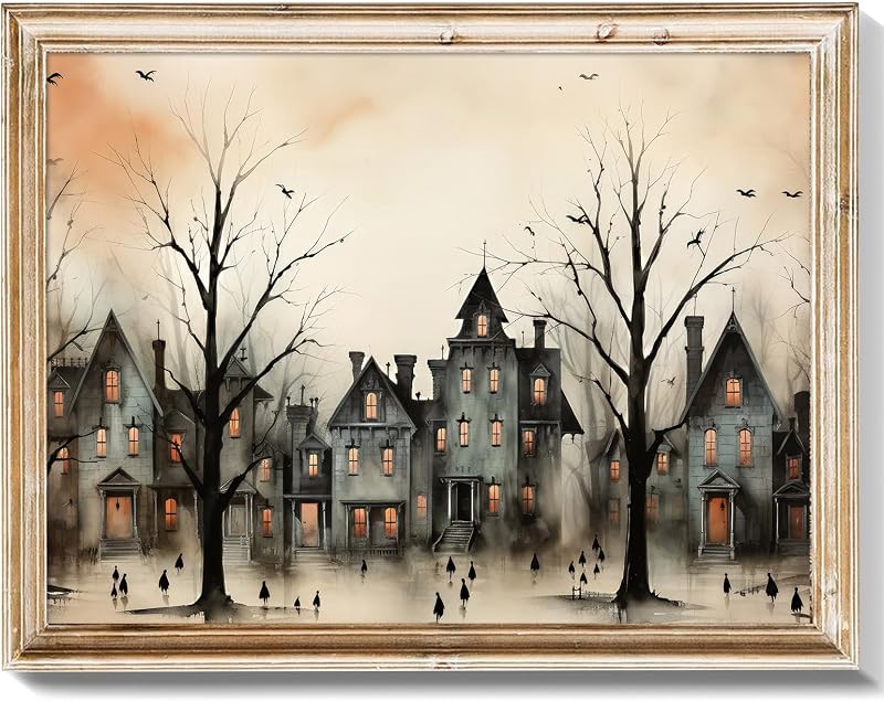 RETRART Quadro Decorativo de Casa Assombrada, Estilo Gótico Vintage, 35,56 x 27,94 cm, Sem Moldura