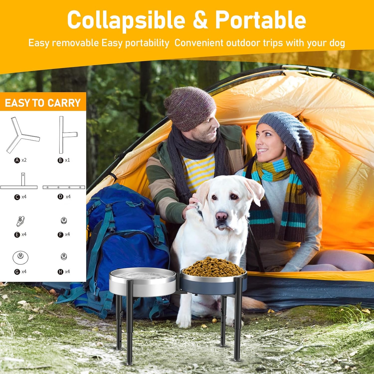 Dog Bowl Stand, Elevated Dog Bowl Stand Adjustable Wide 7-11",4 Height Adjustments.Elevated Dog Bowl Holder Raised Water Feeder for Medium,Large Dog.