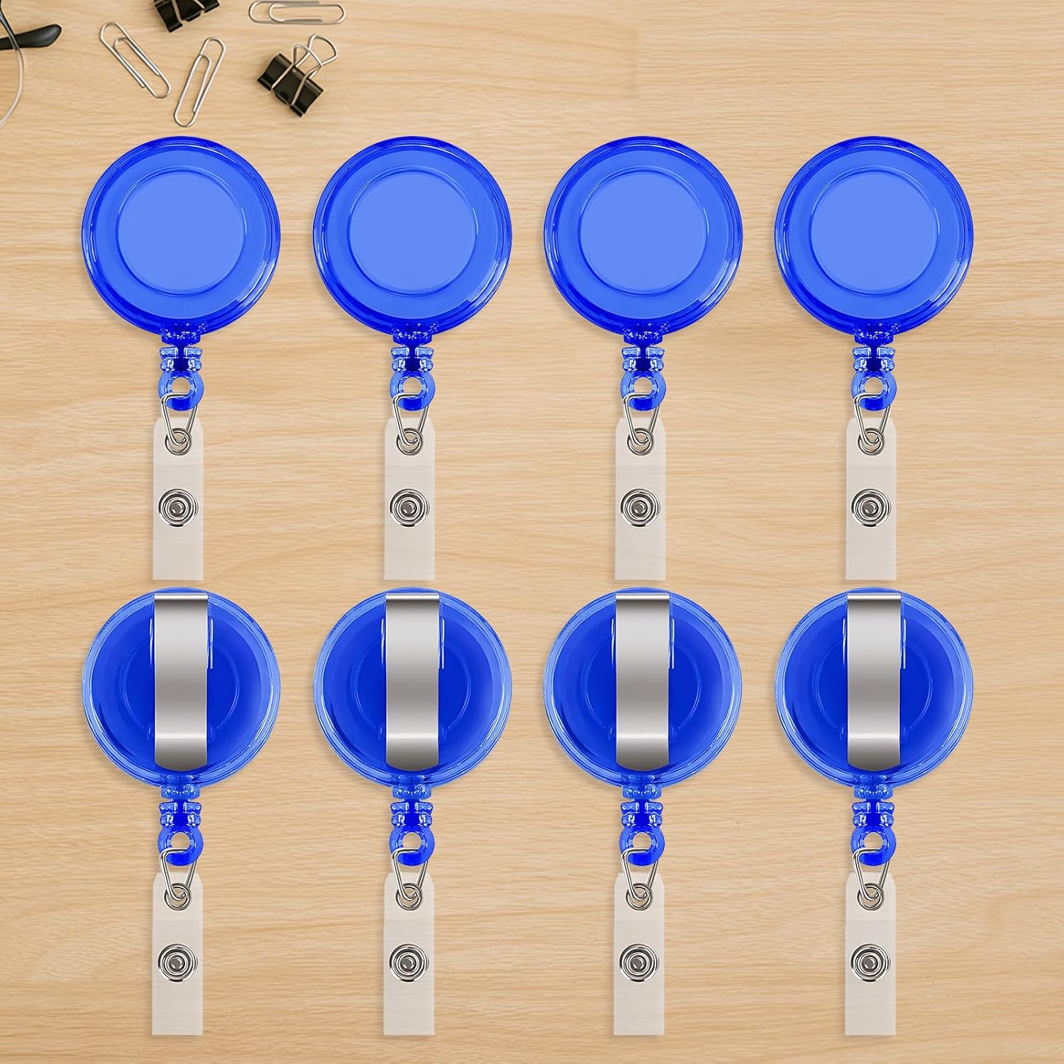 Sports Fan Badge Holders 20 Retractable Badge Scroll Clips with Hanging ID Card Name Card Keychain Suitable for Office Staff, Nurses (Blue)