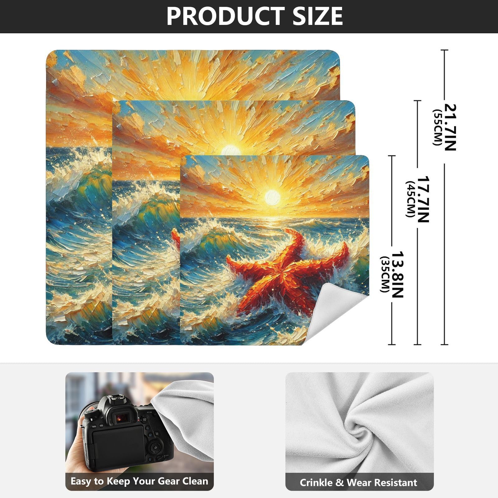 Starfish Ocean Waves Orange Self-adhesive Cloth 17.7