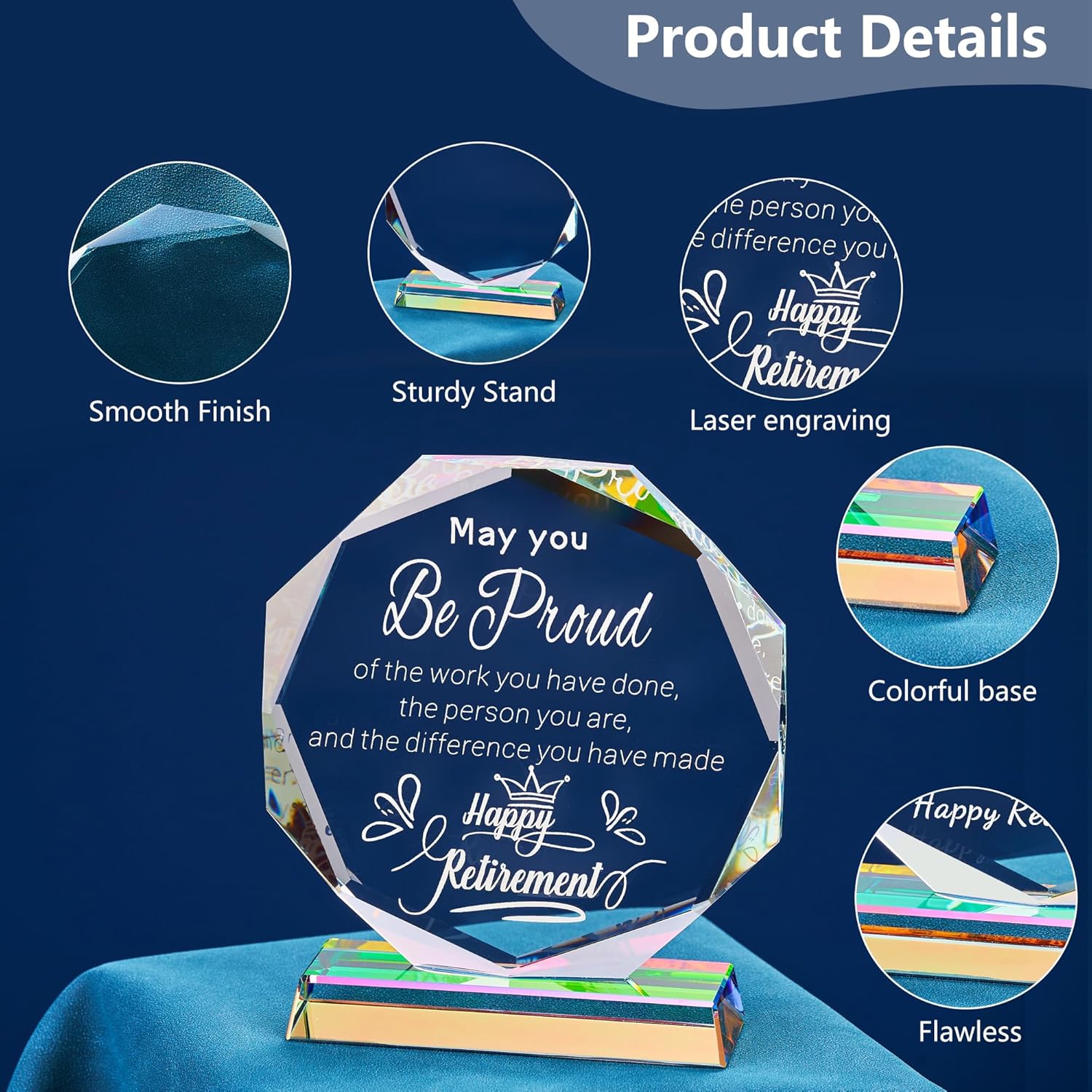 2025 Retirement Gifts for Women Men Crystal Plaque, Going Away Gift for Coworker Best Congratulations Retired Gifts Boss Leaving Presents for Teacher Friend - Image 6