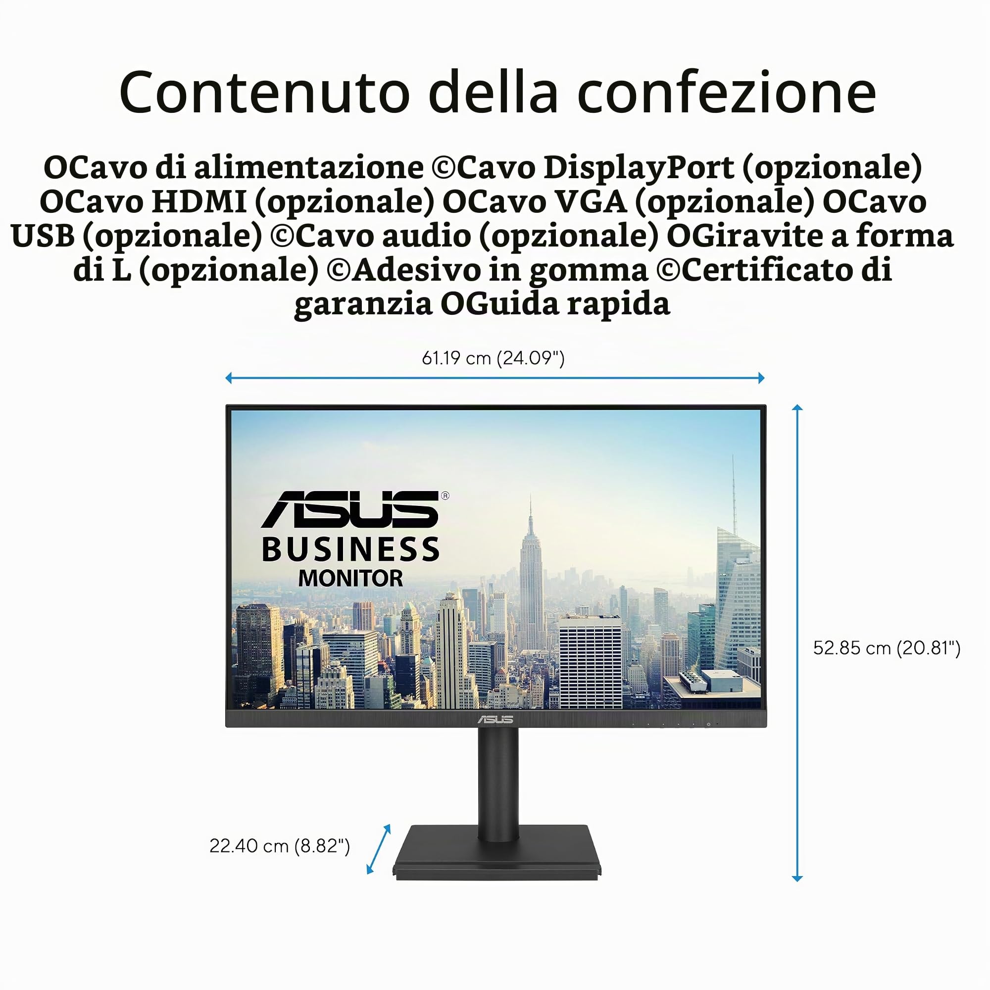 ASUS VA27DQFS, Monitor business da 27” FHD IPS (1920 x 1080), Nero
