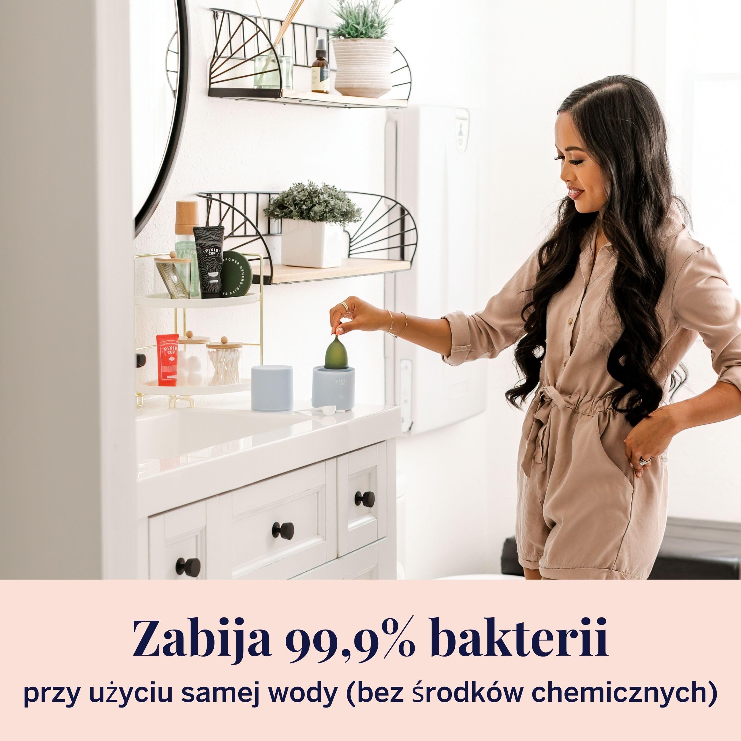 Pixie sterylizator do sterylizatora w kubku menstruacyjnym All-in-One – czyści i przechowuje kubek z okresem – zabija 99,9% zarazków parą