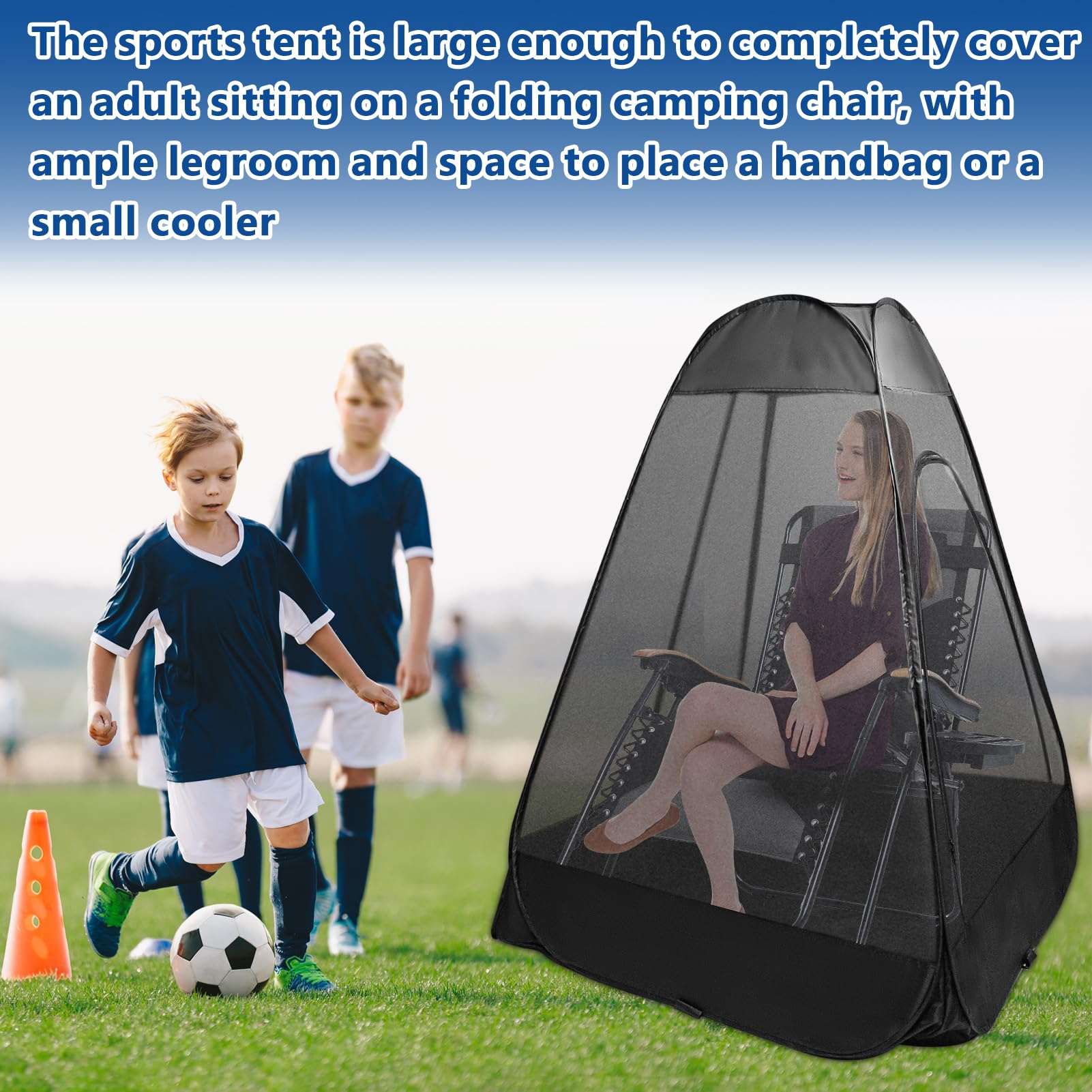 Pop Up Moskitonetz Zelt für Stuhl, One Person 360° Mesh Bugs Barrier Stuhl Moskito-Zelt mit Aufbewahrungsrucksack, Tragbarer Pop-Up-Stuhl, Moskitonetz für Camping, Angeln, Outdoor, Stuhl nicht im