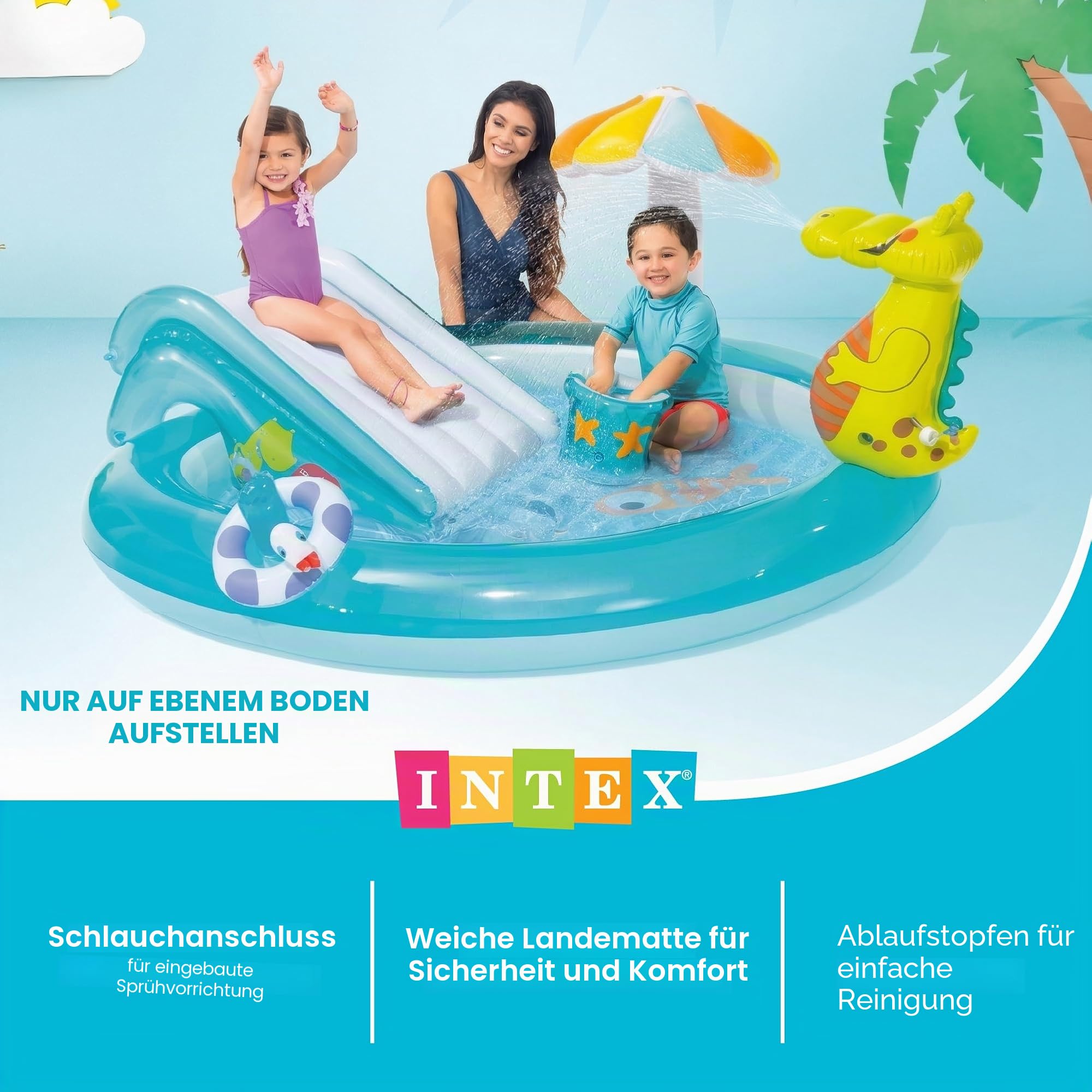 Intex Gator Aufblasbares Spielcenter, für Kinder ab 2 Jahren