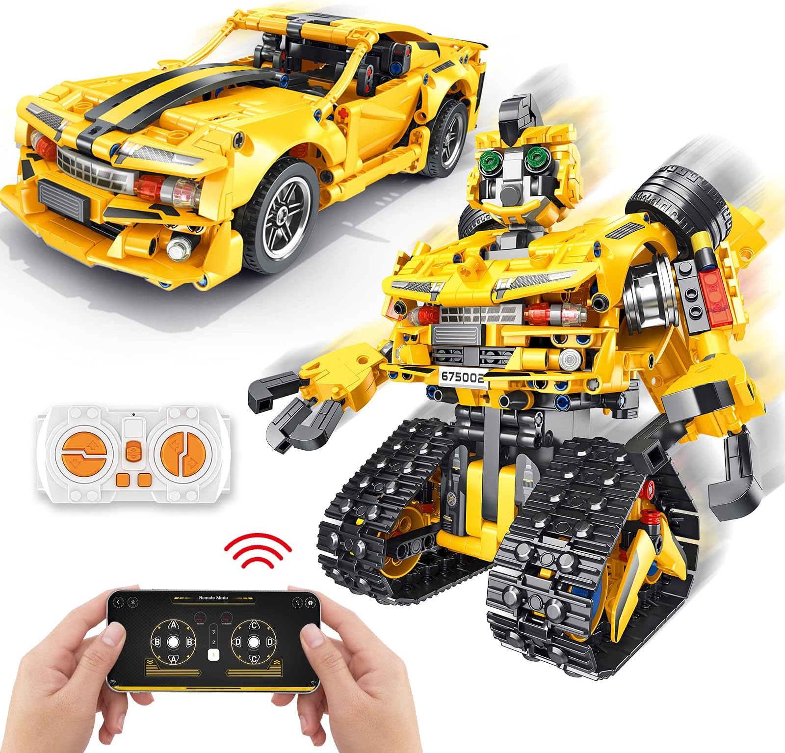 2-in-1 Build a Robot Kit, Remote & APP Controlled Robotic Building Blocks Toys STEM Projects for Kids Ages 8 9 10 11 12 13 14,Chirstmas Birthday Gift for Boys (RC Car)
