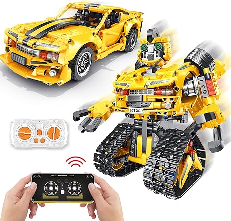 2-in-1 Build a Robot Kit, Remote & APP Controlled Robotic Building Blocks Toys STEM Projects for Kids Ages 8 9 10 11 12 13 14,Chirstmas Birthday Gift for Boys (RC Car)