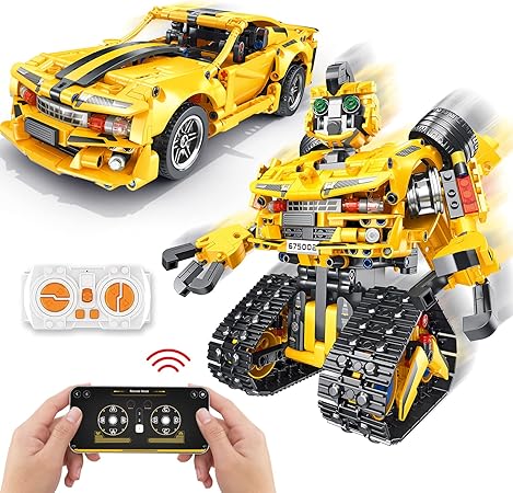 2-in-1 Build a Robot Kit, Remote & APP Controlled Robotic Building Blocks Toys STEM Projects for Kids Ages 8 9 10 11 12 13 14,Chirstmas Birthday Gift for Boys (RC Car)