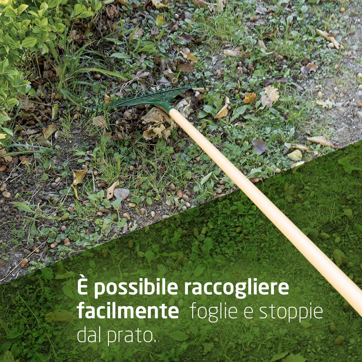 Amig - Rastrello - Rastrello giardino 22 denti - Resistente e funzionale - 400 mm - Acciaio - Verde