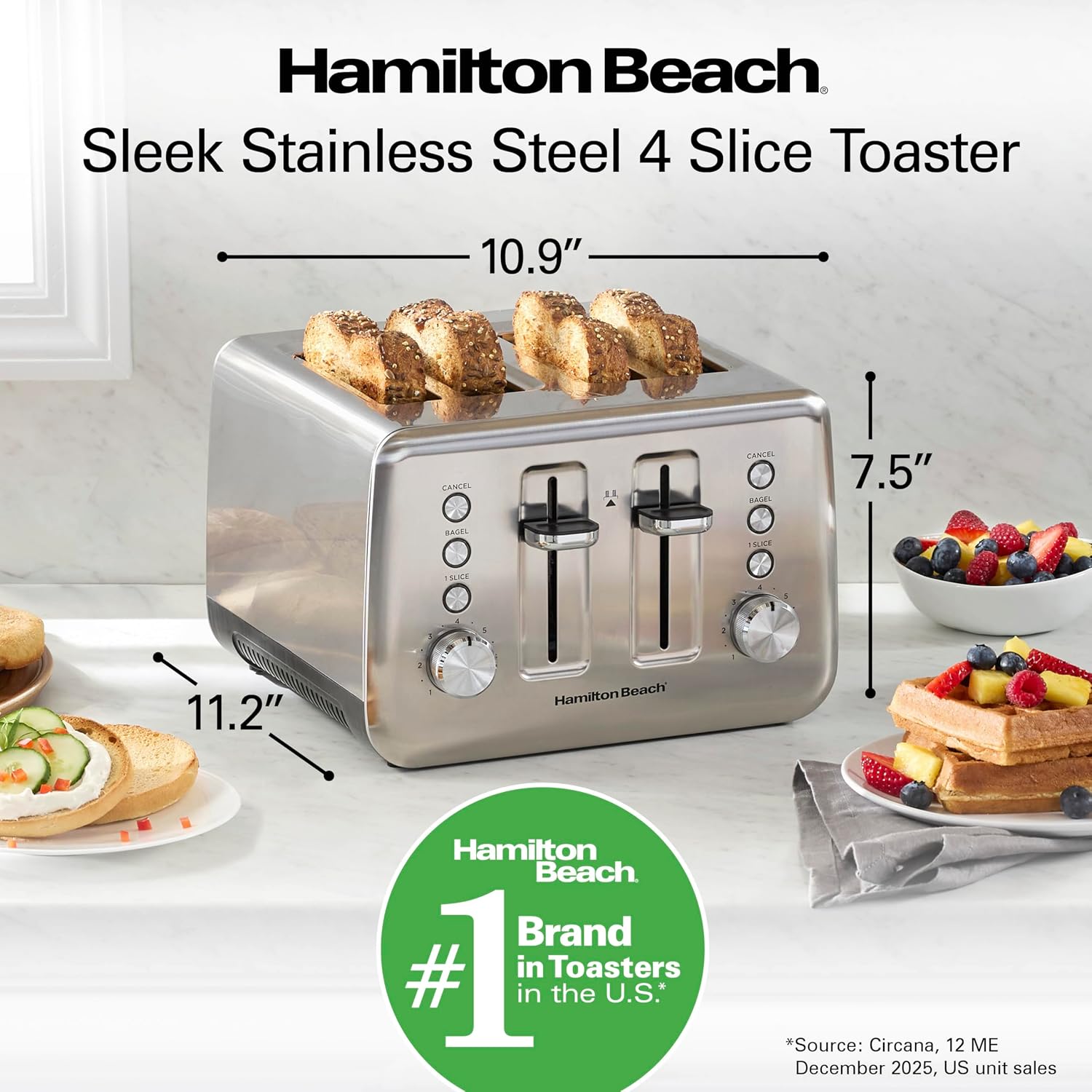 Hamilton Beach Sleek 4 Slice Toaster With Sure-Toast Technology