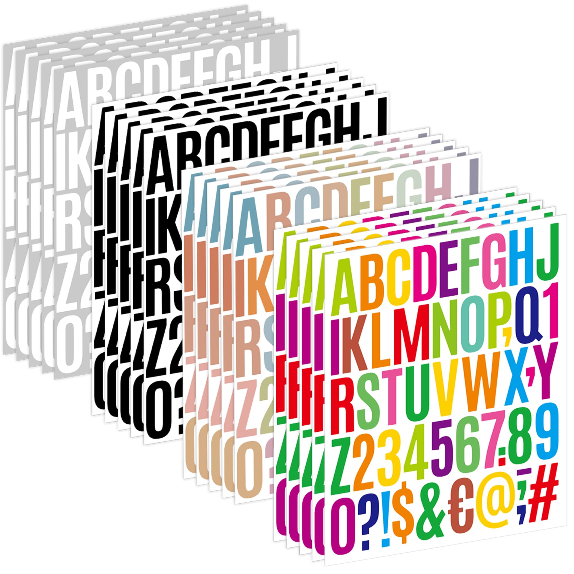 Photo 1 of 1000 Pcs Letter Stickers, 20 Sheets Alphabet Stickers 2 Inch Large Vinyl Waterproof Self Adhesive Sticker Number Letters for Mailbox Water Bottles Scrapbooking Sign DIY Crafts Decor (Multicolor)