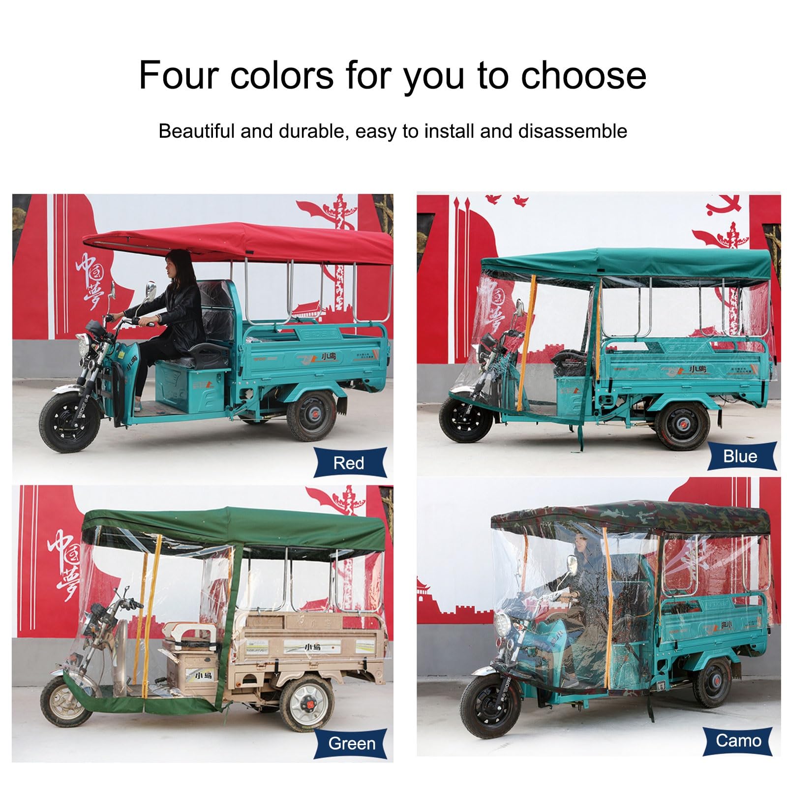 Adult Tricycle Cover Electric Tricycle Covers, Tricycle Cover for Adult Bike, Trike Cover Compatible, Accessories Fit for Various 3 Wheel Bike Types(Green,150 * 110cm/59 * 43.3in)