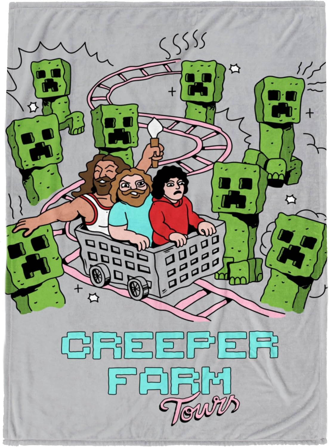 Jay Franco Kids Plush Throw Blanket – Soft & Comfy 50x70 Inches Throw for Couch or Bed – Cozy Home Décor for Living Room & Bedroom, Grey - Minecraft Creeper