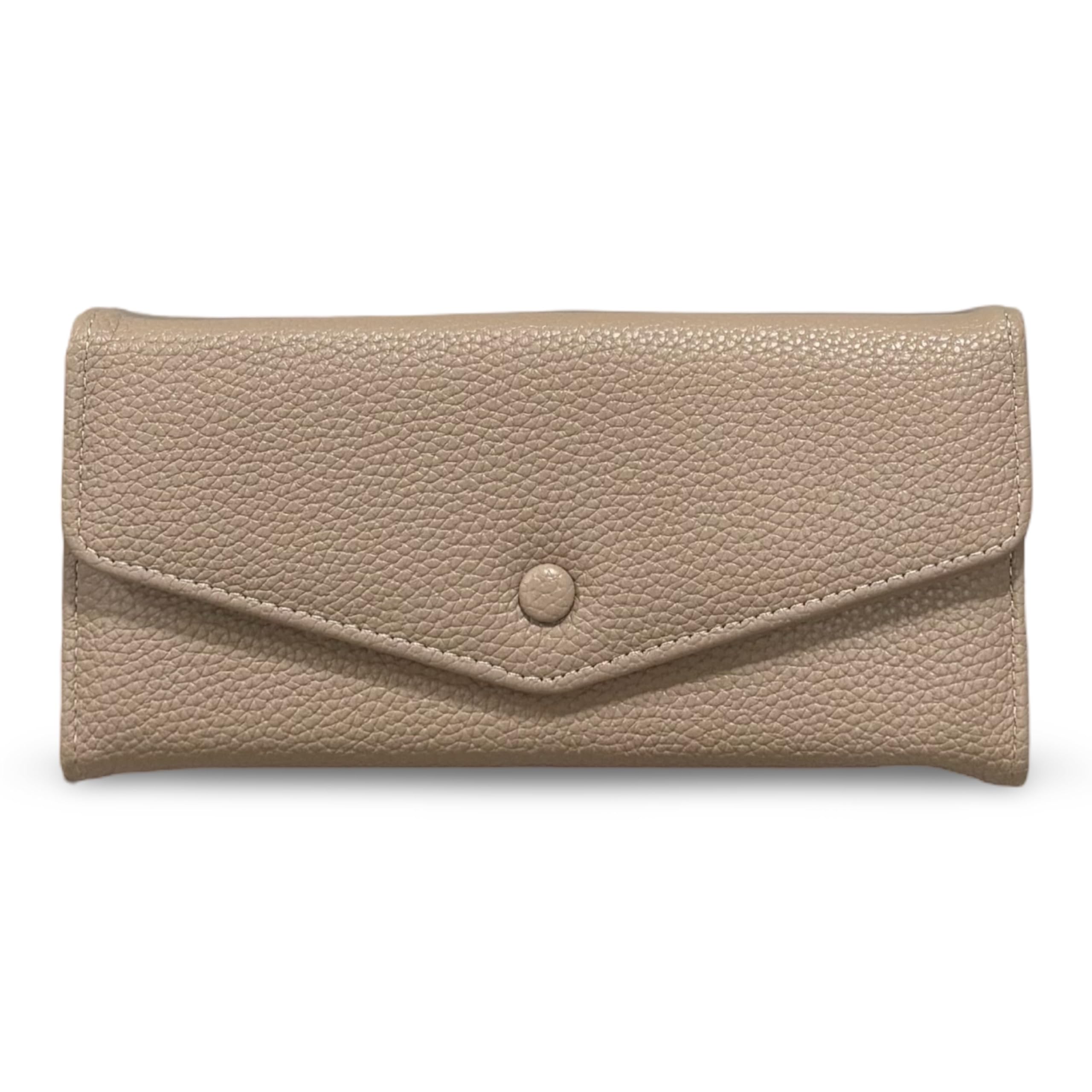 Women's Wallet | Stylish & Elegant Design | PU Material | Envelope Style | Card Slots | Back Zip Pocket (Beige)-image-1