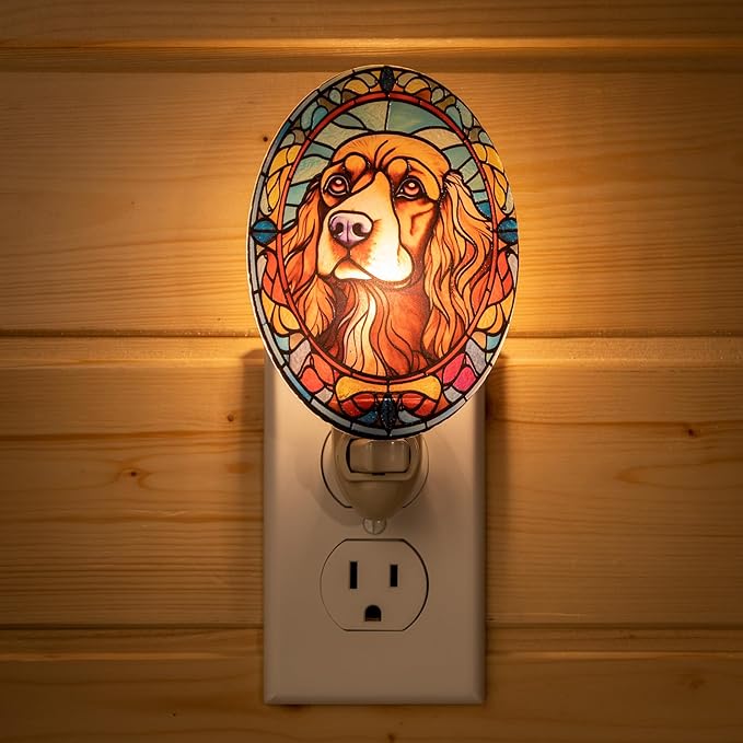 VOUWOWOX Dog Night Light Stained Glass Panel Bulb Included (Cavalier) photo 3
