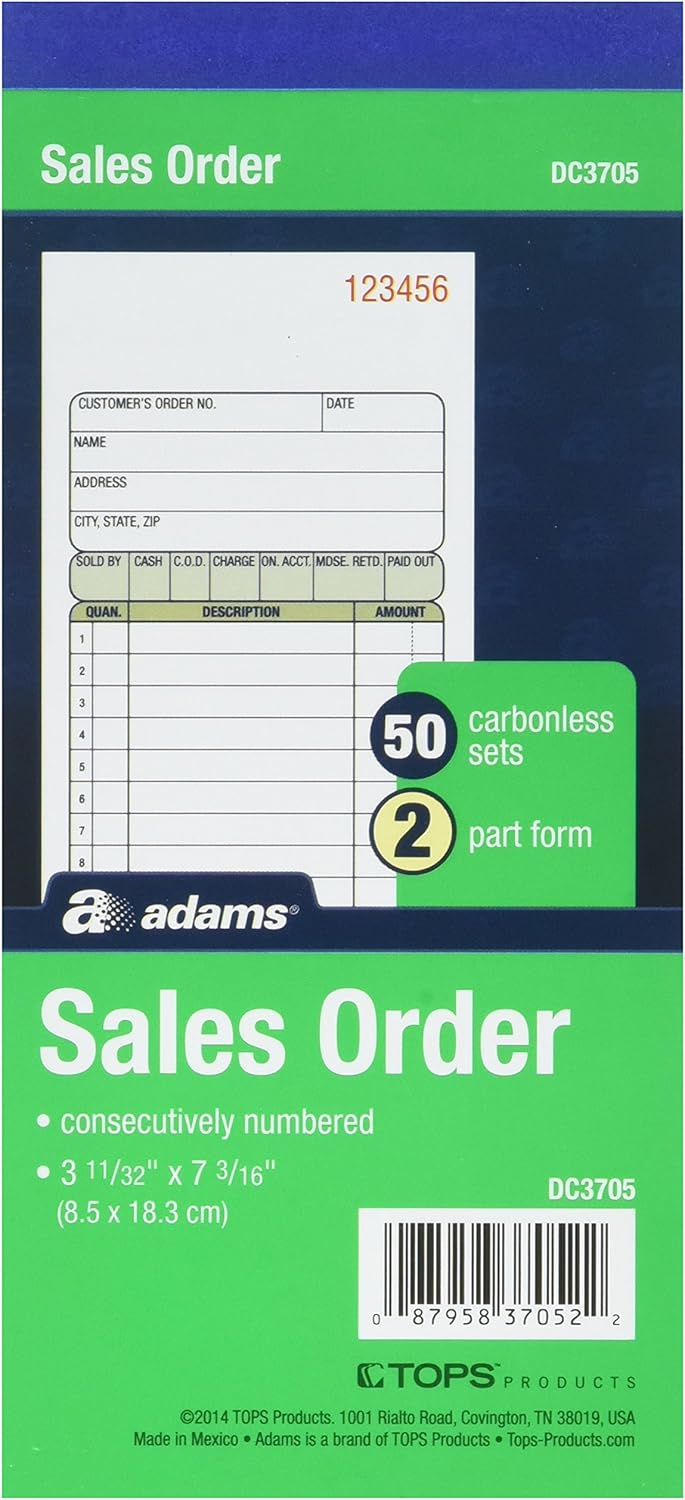 Adams Sales Order Books, DC3705, Case of 25