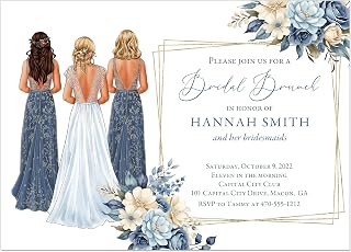 Bridal Shower Brunch Invitation with Bride and Bridesmaids, Colors and hair can be adjusted