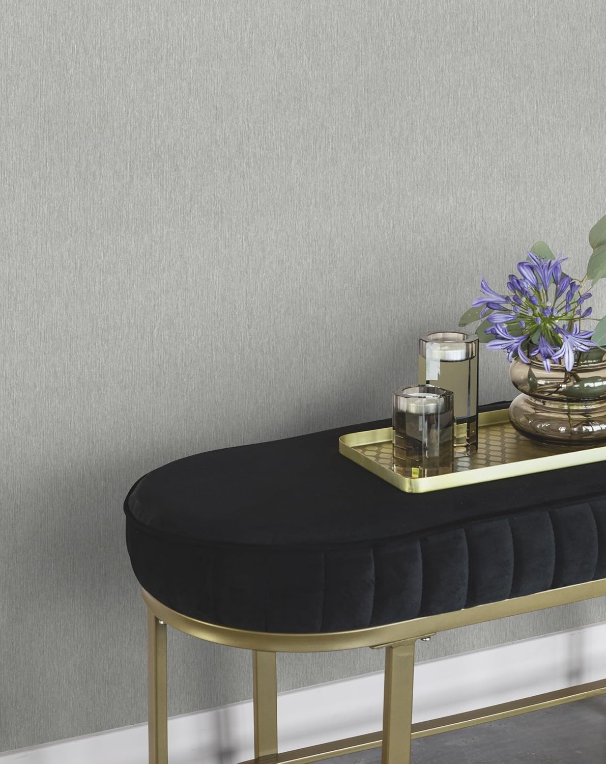 Rasch Non-Woven Wallpaper Plain Lines Structure Silver Metallic 608670