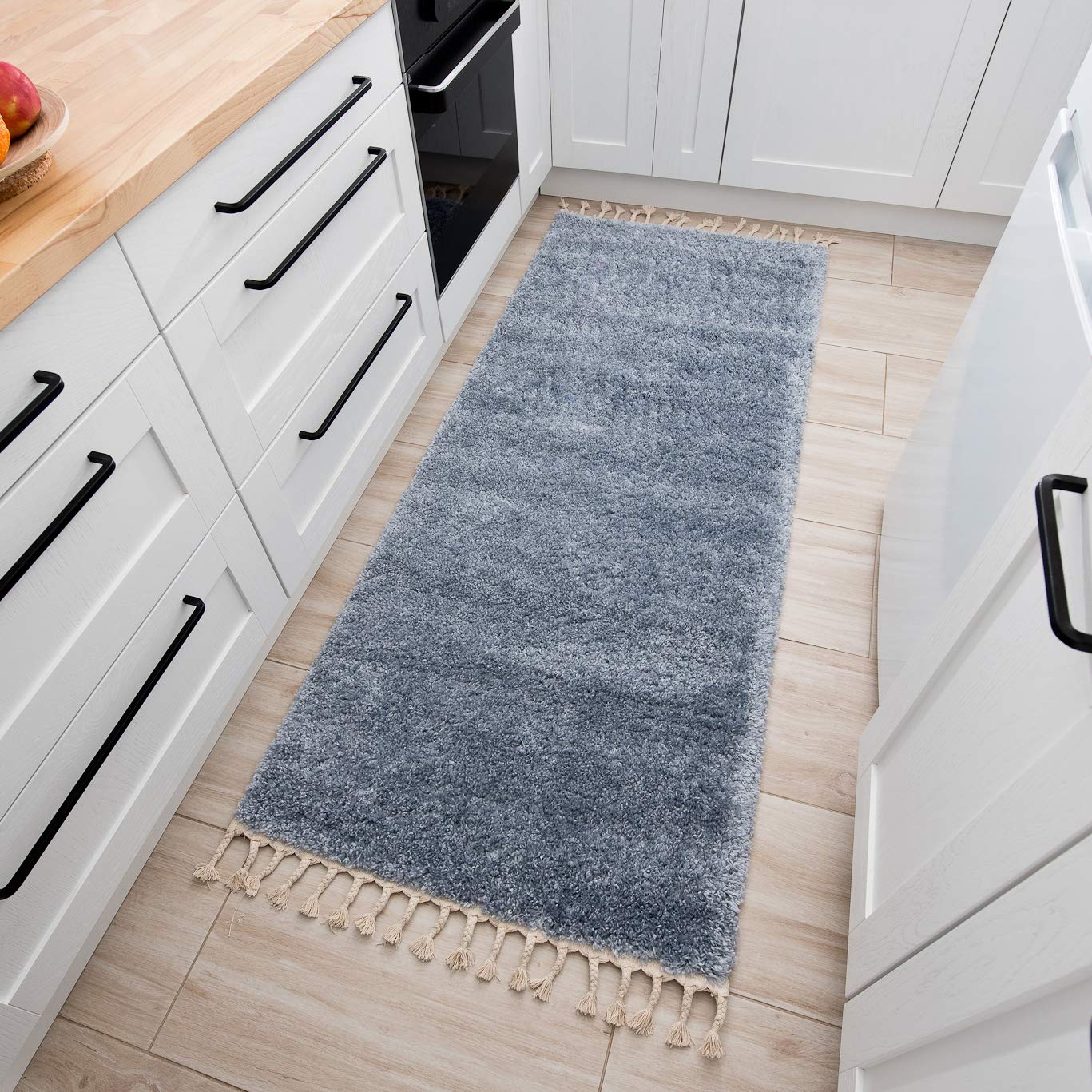 Tapiso Versay Fringes Vloerkleed Tapijt Loper Shaggy Kwastjes Licht
