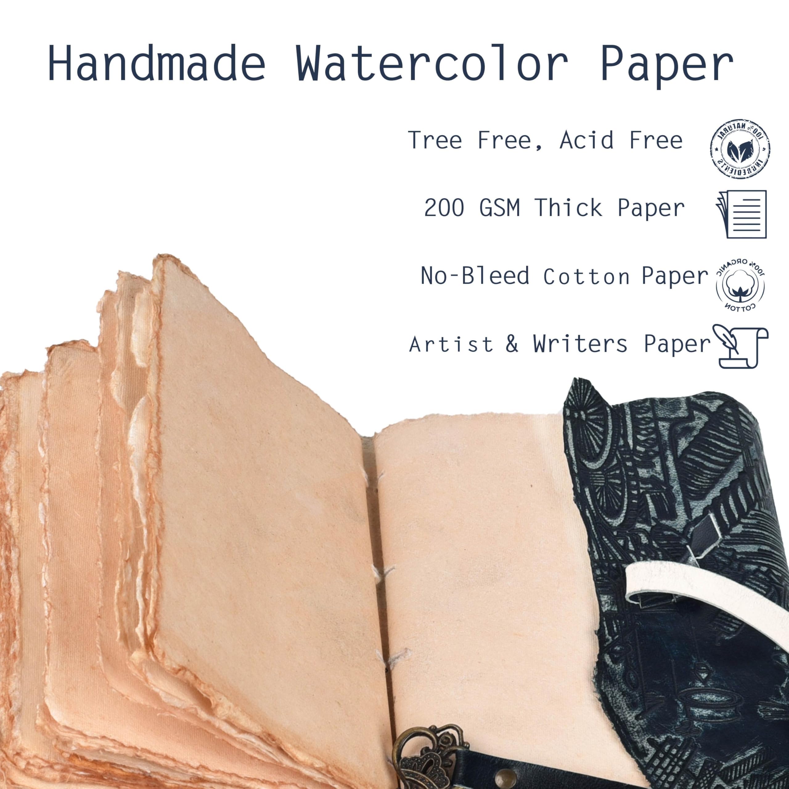 LEATHER VILLAGE Genuine Leather Handmade Journal for Men & Women- Key Closure- Book of Shadow- Handwork Embossed Vintage Deckle Edge Paper - Image 4