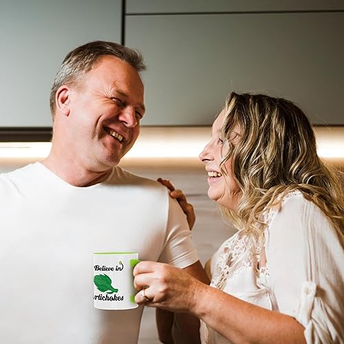 Miniatura 22 de 3dRose I Believe in Artichokes - Taza de dos tonos, 11 onzas, negro/blanco