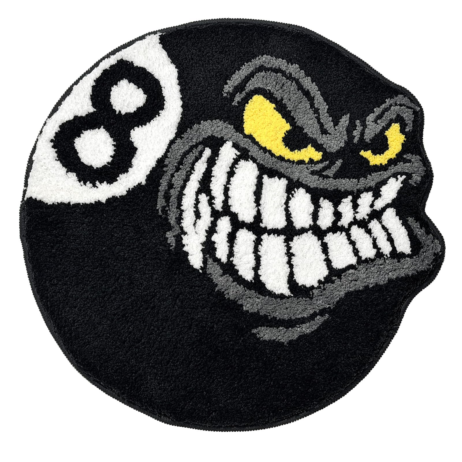 8 Ball Rug Y2K Style – Cool Funky Eight Ball Carpet for Bedroom, Dorm, Game Room Decor, Washable Black Circle Rug for Teen Boys Girls, Unique Aesthetic Floor Mat (24x24 inch)