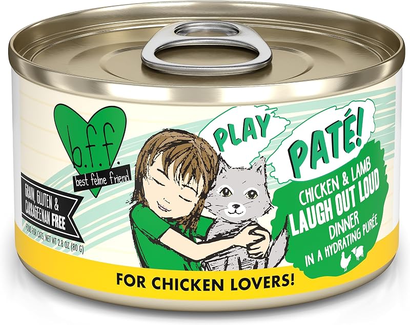 Ração úmida para gatos Weruva B.F.F. Play Patê de Frango e Cordeiro 79 g Pacote com 12