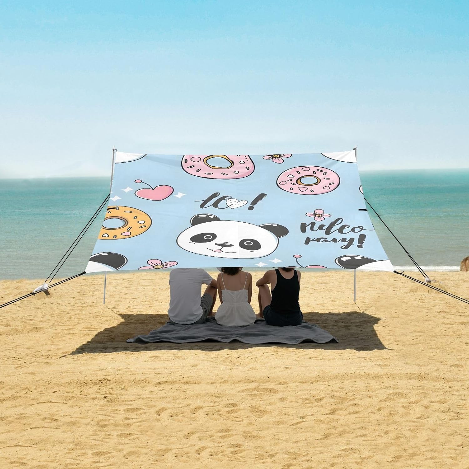 Panda Camping Sun Shelter, Beach Tent Portable Beach Sun Shade Outdoor Canopy for Camping Trips Fishing Picnic