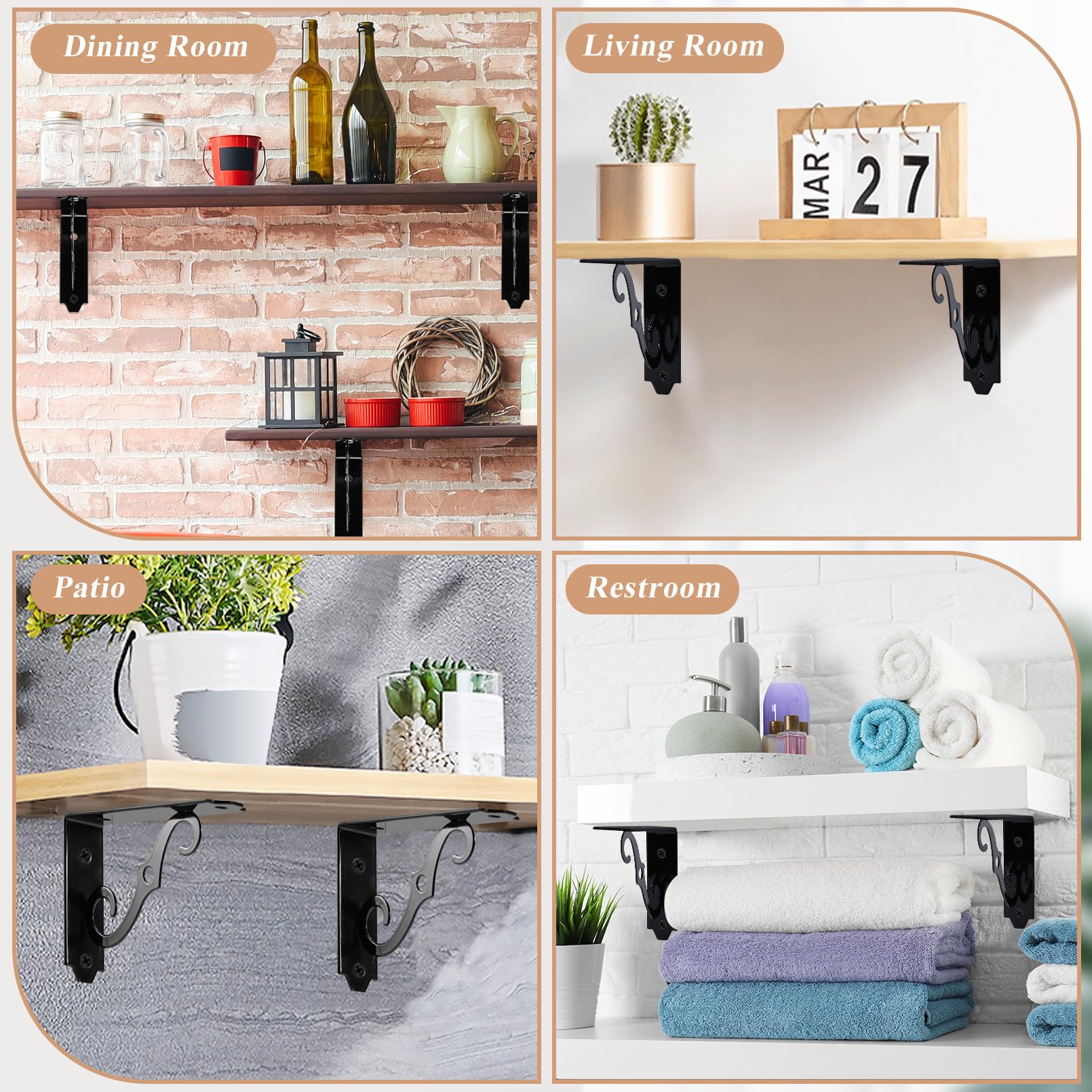 Soportes decorativos para estantes de 5 pulgadas (paquete de 4)