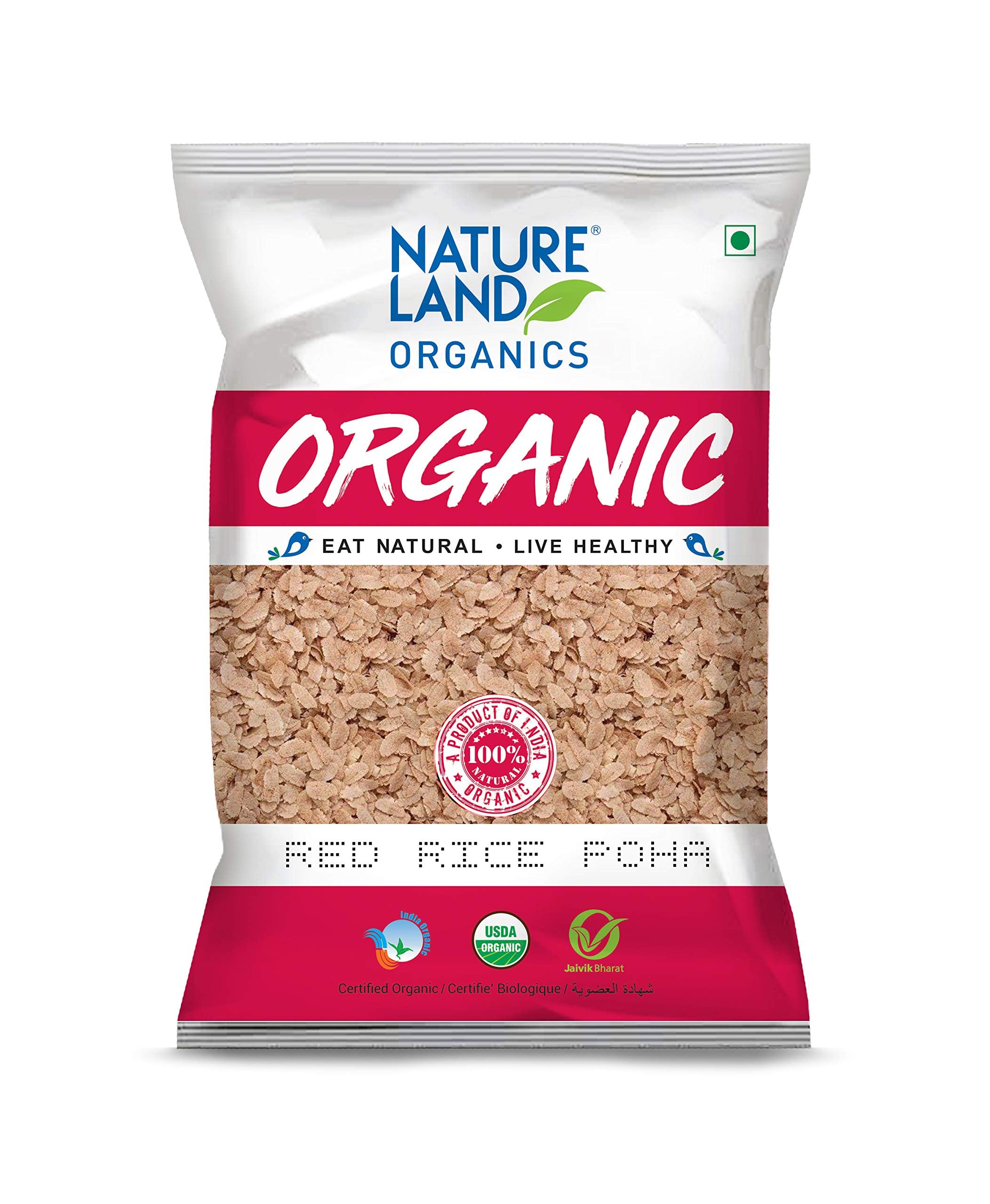 Natureland Organics Red Rice Poha 500 Gm (Pack of 3) - Organic Healthy Poha (B081NFDZMR) Amazon Price History, Amazon Price Tracker