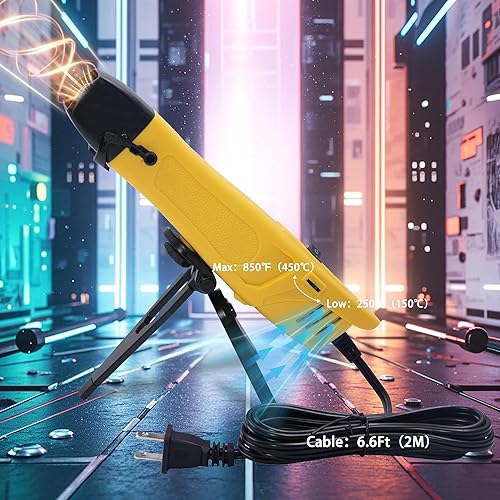 Miniatura 11 de mofa Mini pistola de calor de temperatura variable de 350 W, 250 ℉ ~ 850 ℉ (302.0 °F - 842.0 °F), calentamiento rápido, pantalla digital LCD