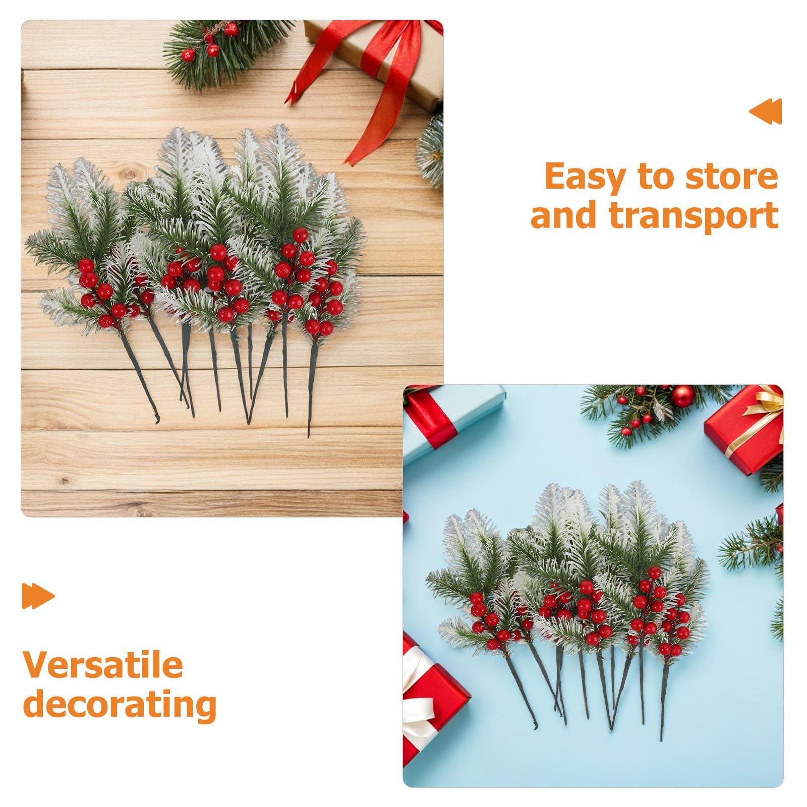Alipis 20piezas Decoraciones Navideñas Ramas de Pino Artificiales Bayas Falsas Agujas de Pino Nevadas Vegetación para Guirnaldas Arreglos de Plantas y Centros de Mesa de Invierno